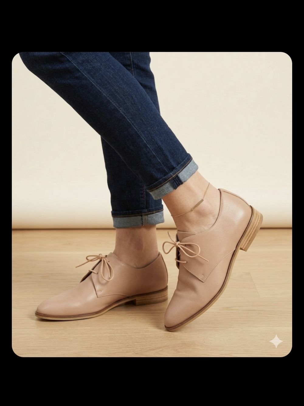 Everlane Women's Lace-Up Oxford Leather Flats in Blush 6.5